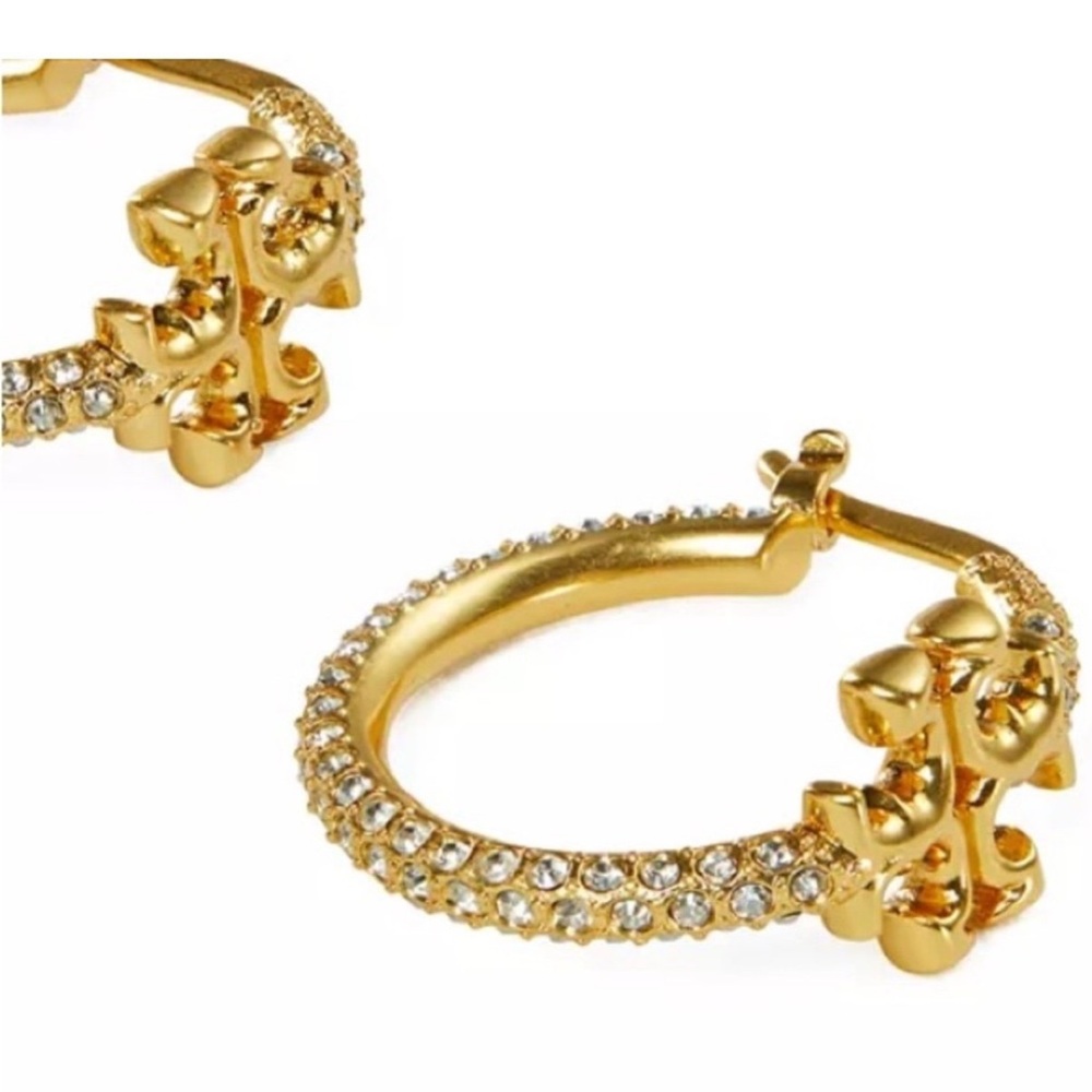 Tory Burch Gold Crystal Embellished Earrings